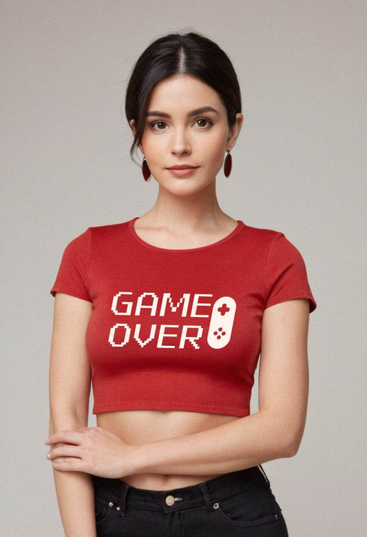 Game Over | Women Crop Top | Red - Avaiya Clothings