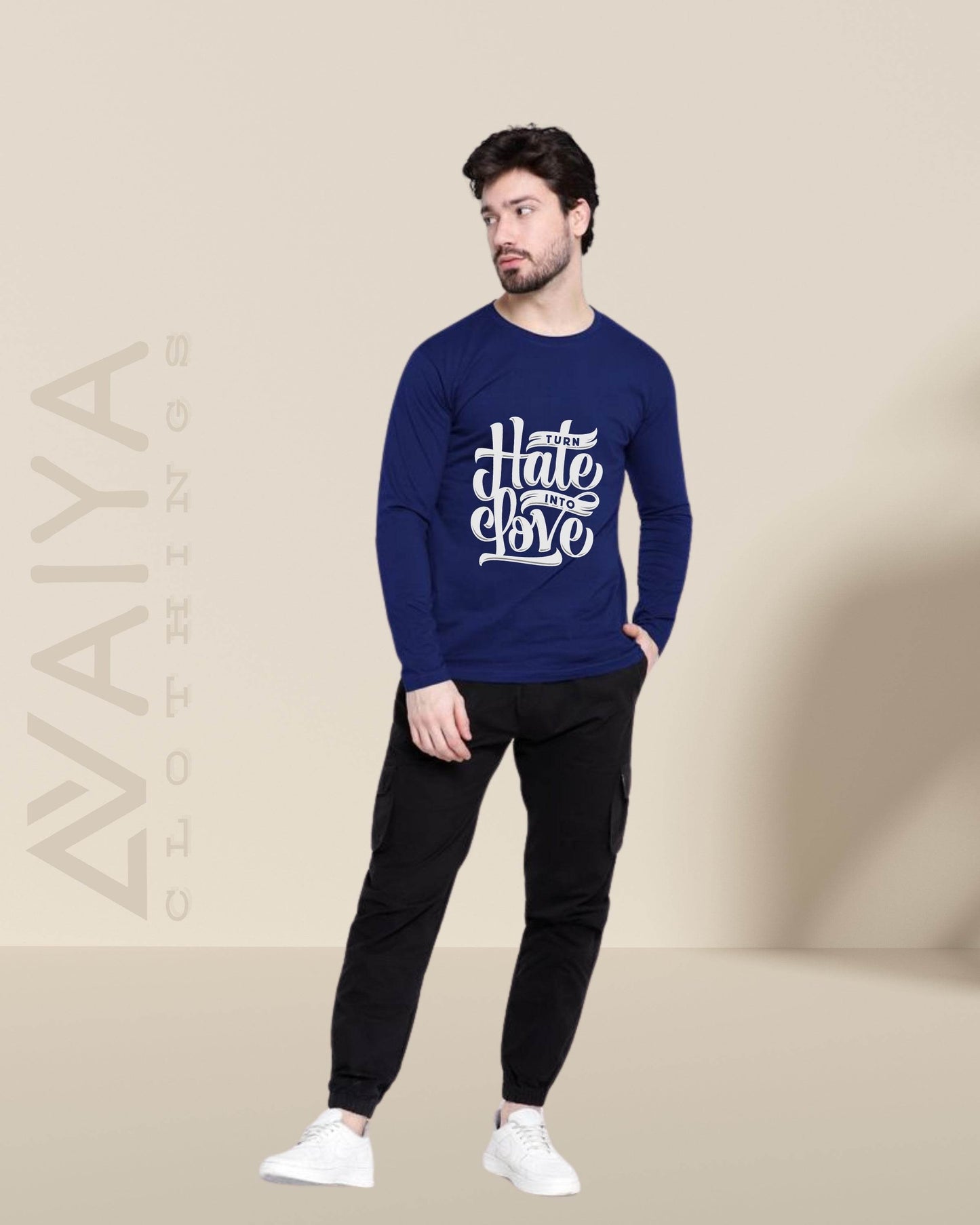 Turn Hate Into Love | Full Sleeves Round Neck T-Shirt | Unisex - Avaiya Clothings