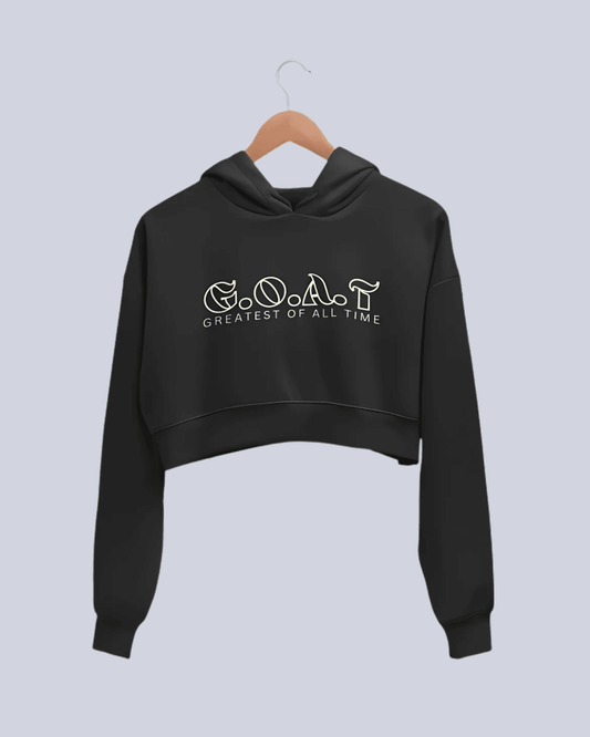 G.O.A.T. | Women’s Crop Hoodie | Black - Avaiya Clothings