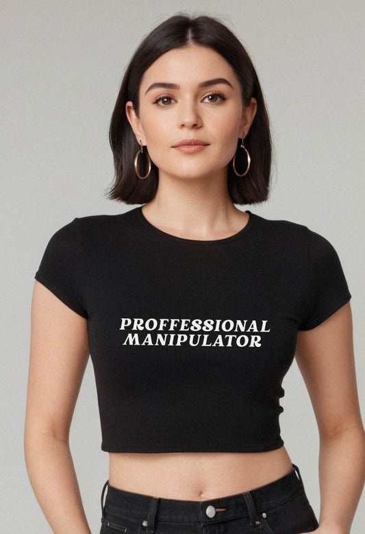 Professional Manipulator | Women Crop Top | Black - Avaiya Clothings