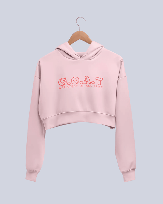 G.O.A.T. | Women’s Crop Hoodie | Light Baby Pink - Avaiya Clothings