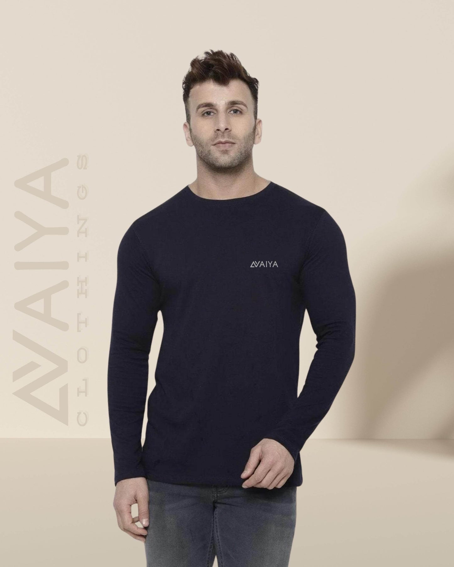 Minimal AvaiYa's logo | Full Sleeves Round Neck T-Shirt | Unisex - Avaiya Clothings