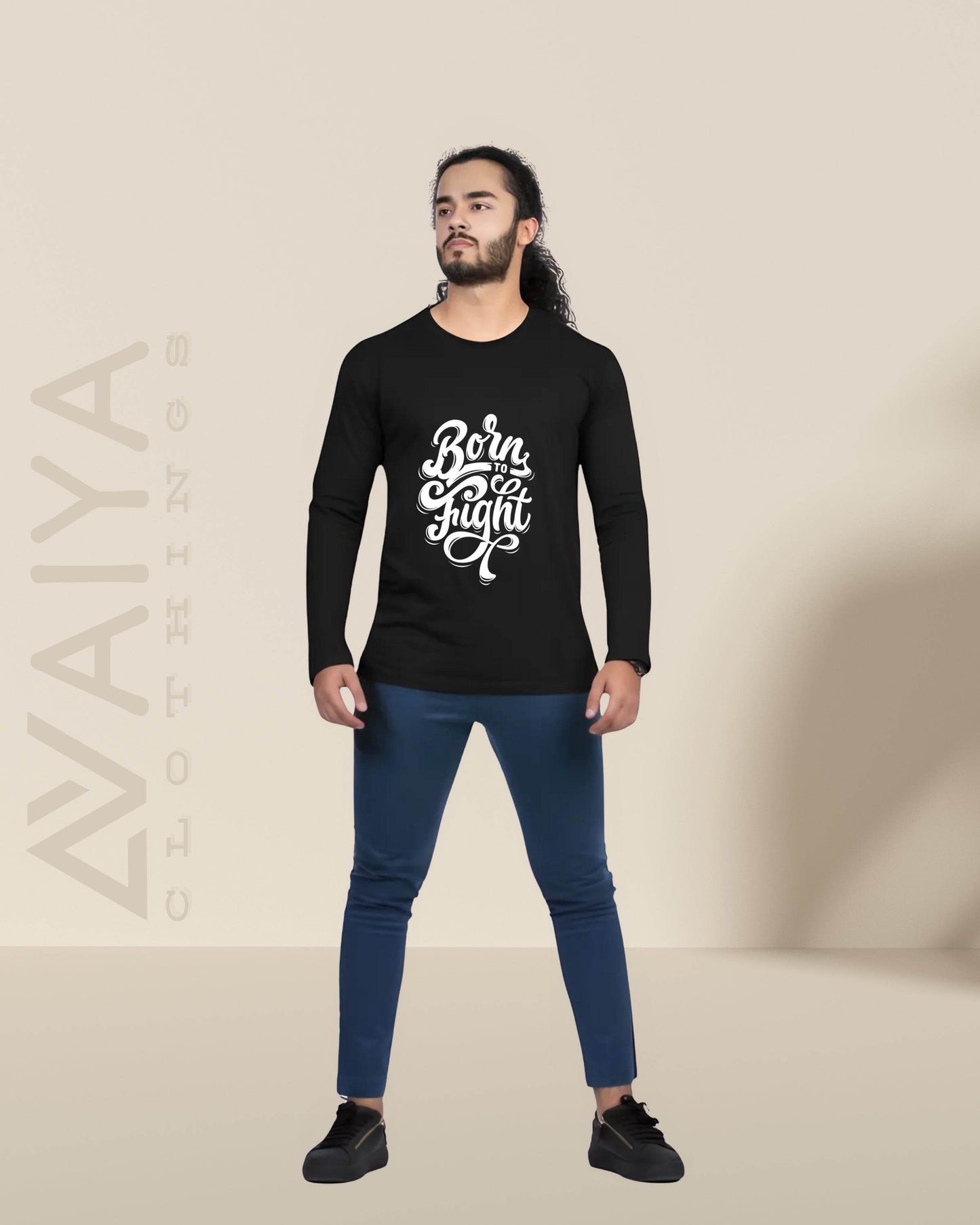 Born To Fight | Full Sleeves Round Neck T-Shirt | Unisex - Avaiya Clothings