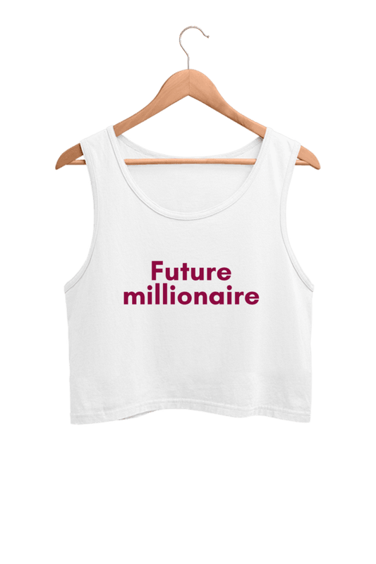 Future Millionaire | Women’s Crop Tank | White - Avaiya Clothings