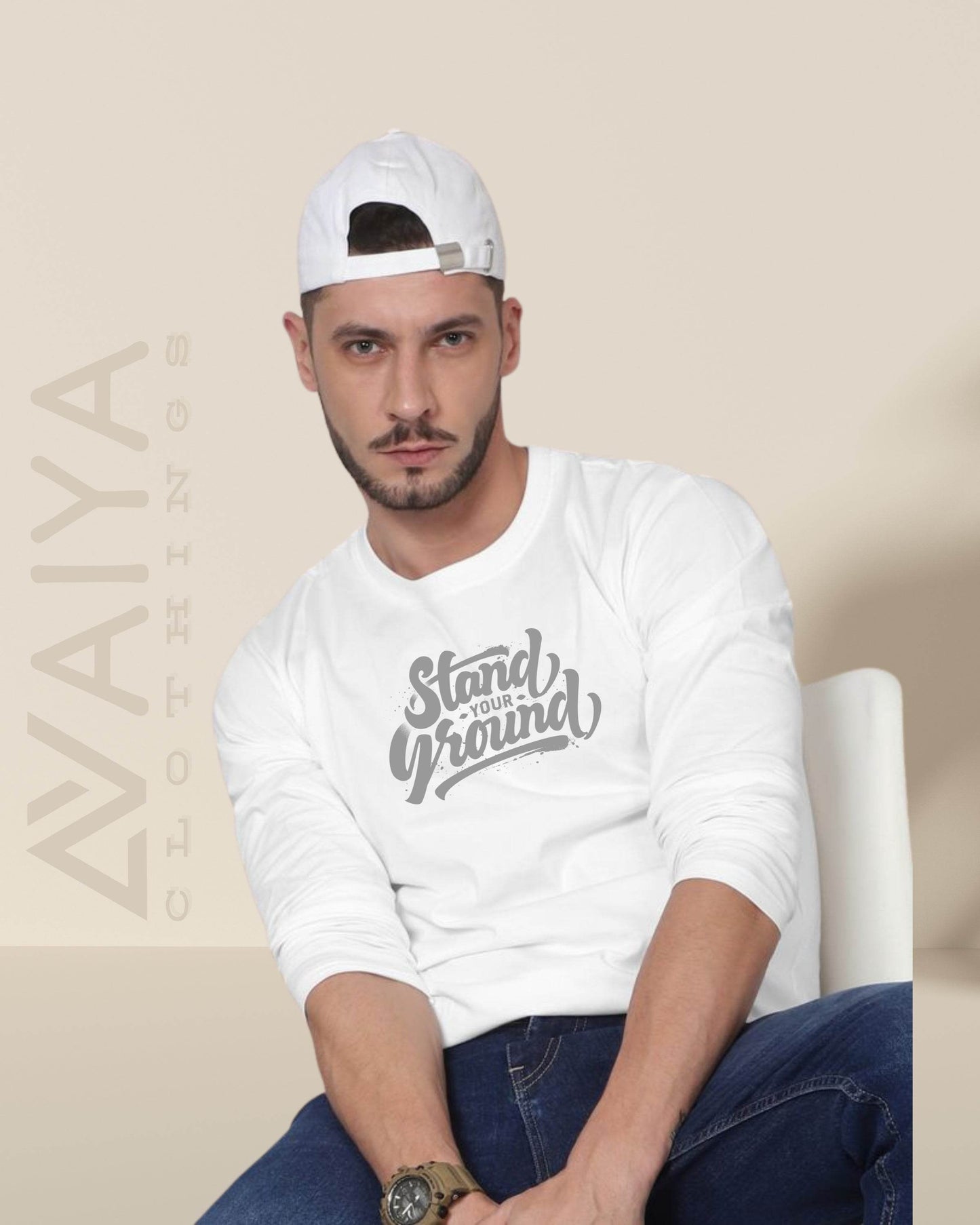 Stand Your Ground | Full Sleeves Round Neck T-Shirt | Unisex - Avaiya Clothings