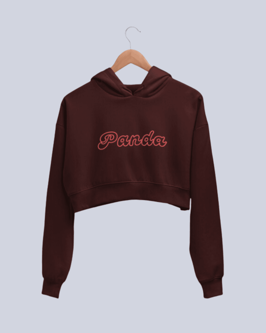 Panda | Women’s Crop Hoodie | Maroon - Avaiya Clothings