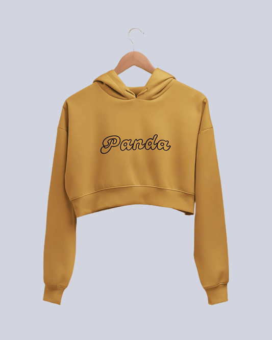 Panda | Women’s Crop Hoodie | Mustard Yellow - Avaiya Clothings