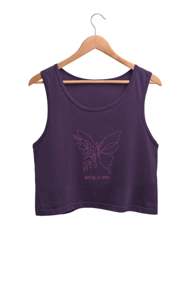 Spring Is Here | Women’s Crop Tank | Purple - Avaiya Clothings