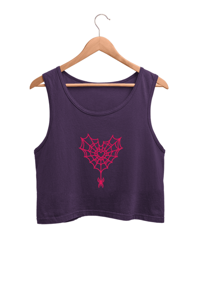 Heart Spider Web | Women’s Crop Tank | Purple - Avaiya Clothings