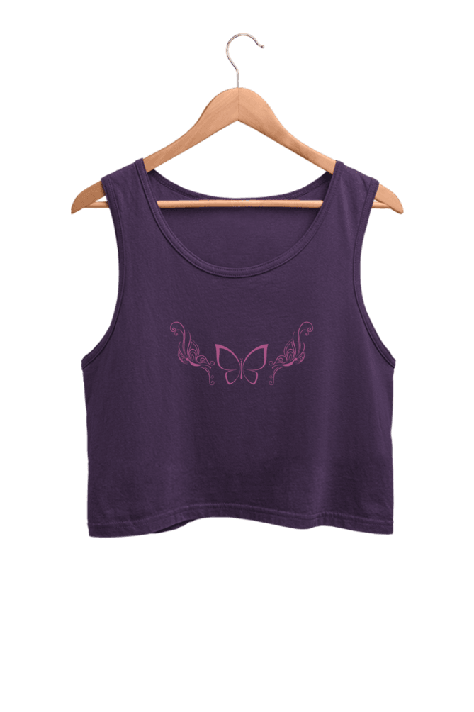 Butterfly | Women’s Crop Tank | Purple - Avaiya Clothings