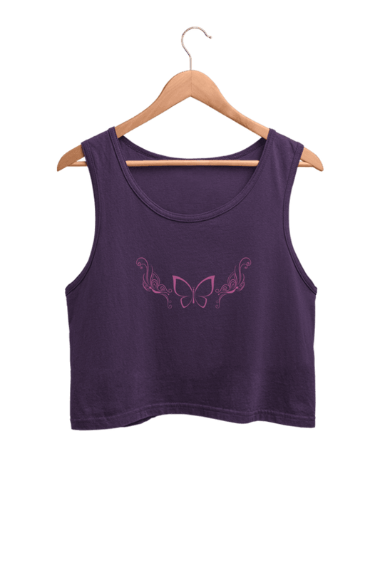 Butterfly | Women’s Crop Tank | Purple - Avaiya Clothings