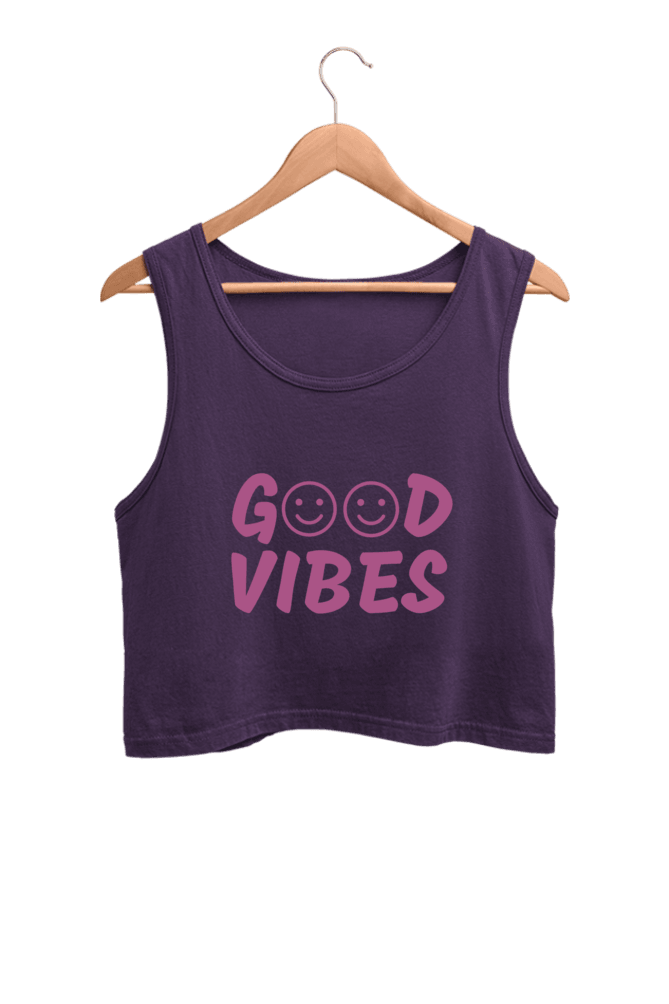 Good Vibes | Women’s Crop Tank | Purple - Avaiya Clothings
