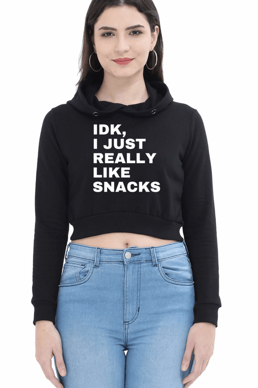 IDK Women’s Crop Hoodie | Black - Avaiya Clothings