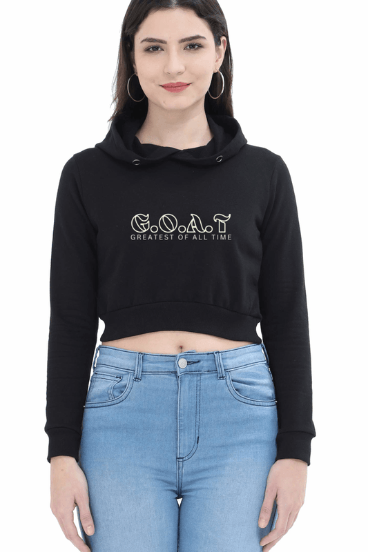 G.O.A.T. | Women’s Crop Hoodie | Black - Avaiya Clothings