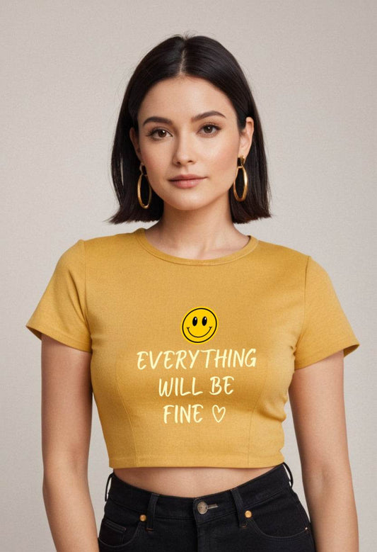 Everything Will Be Fine | Women Crop Top | Golden Yellow - Avaiya Clothings