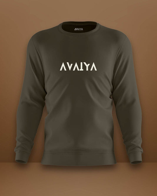 Avaiya Name Sweatshirt | Unisex | Olive Green - Avaiya Clothings