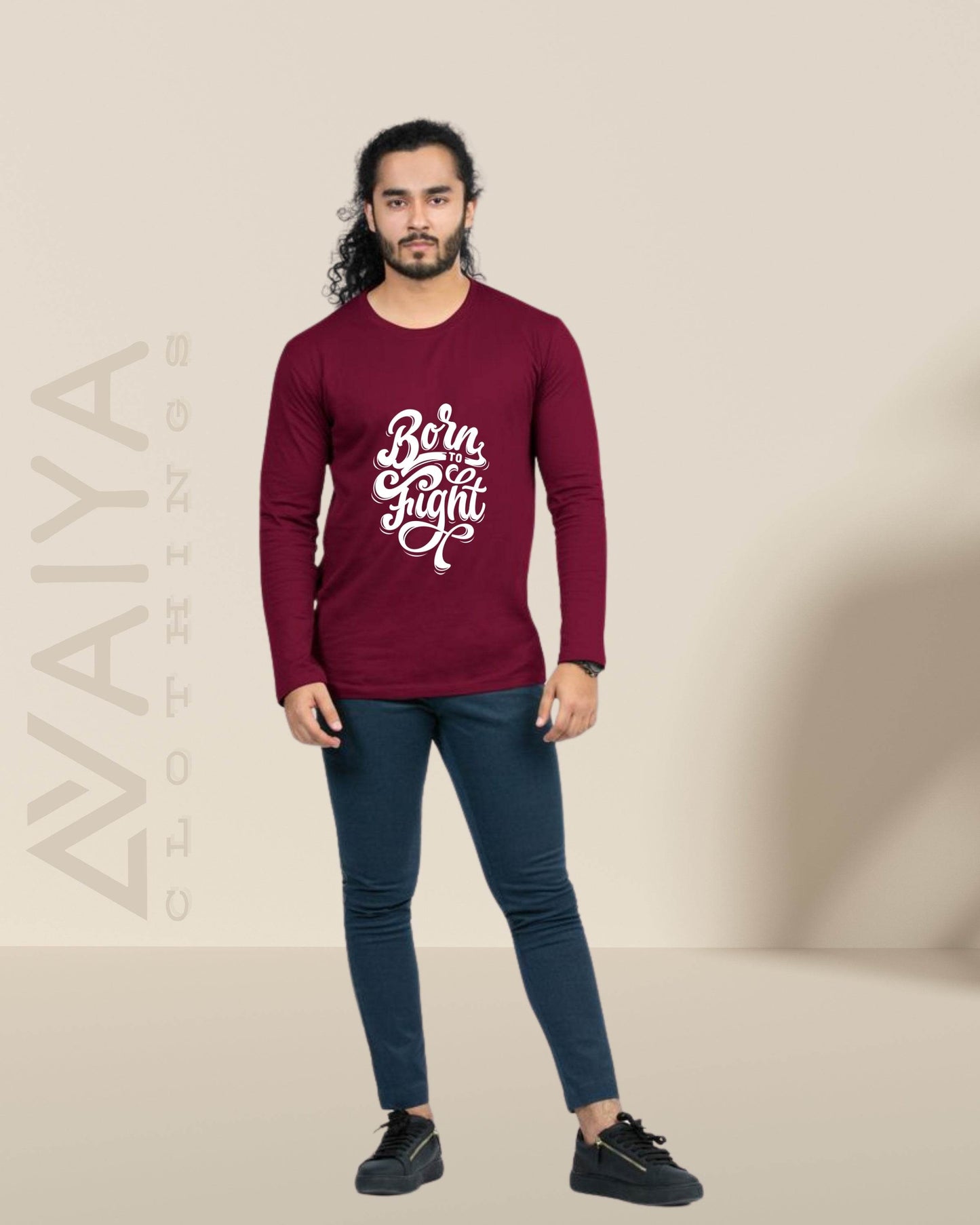 Born To Fight | Full Sleeves Round Neck T-Shirt | Unisex - Avaiya Clothings