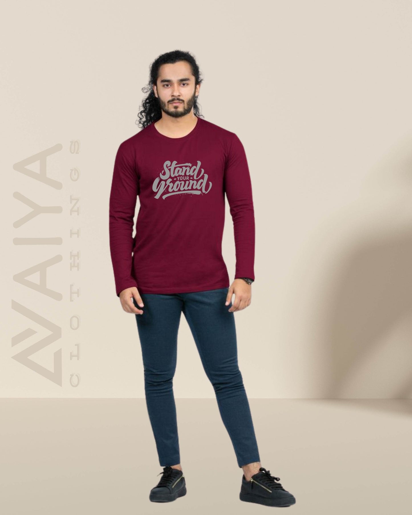 Stand Your Ground | Full Sleeves Round Neck T-Shirt | Unisex - Avaiya Clothings