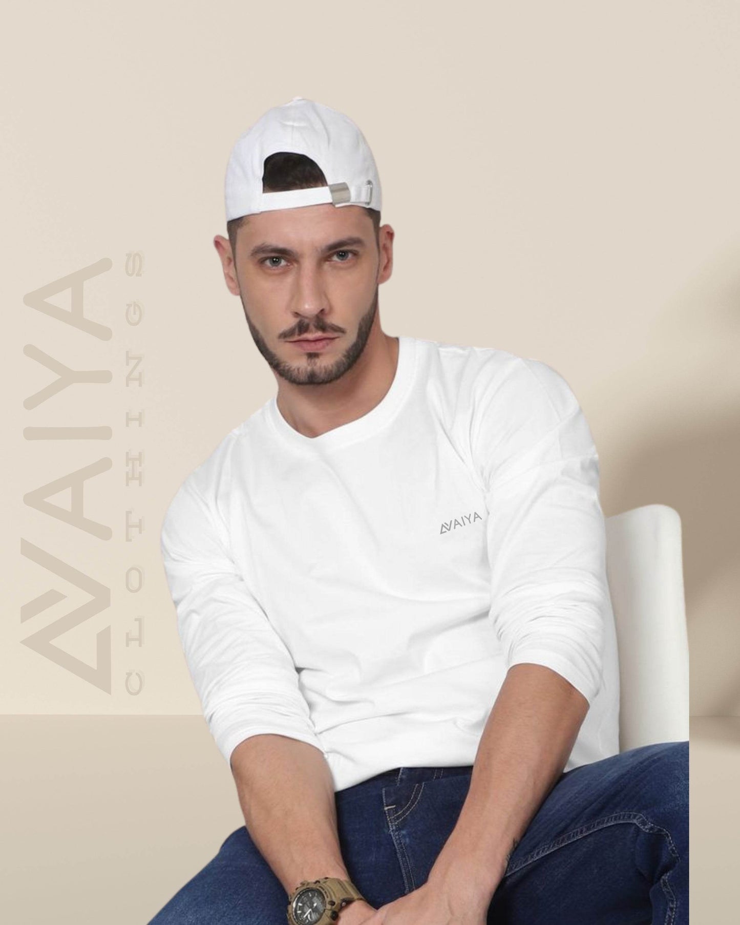 Minimal AvaiYa's logo | Full Sleeves Round Neck T-Shirt | Unisex - Avaiya Clothings