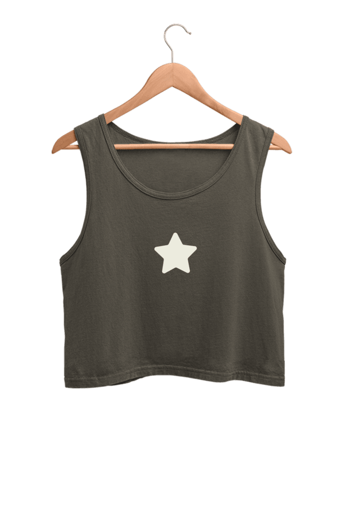 Star | Women’s Crop Tank | Olive Green - Avaiya Clothings