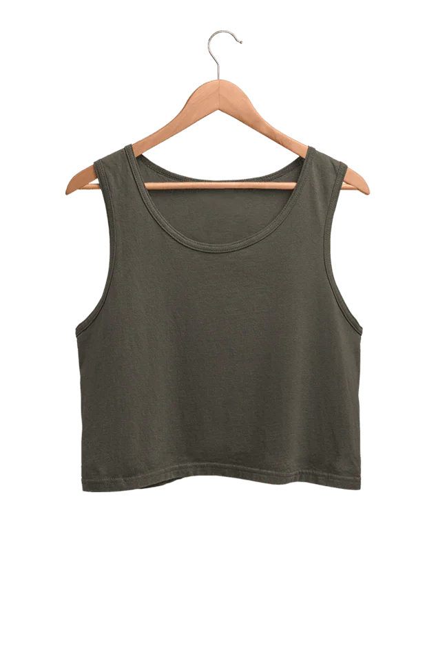 Women's Plain Crop Tank | Olive Green - Avaiya Clothings