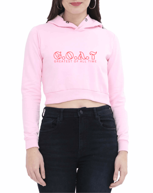 G.O.A.T. | Women’s Crop Hoodie | Light Baby Pink - Avaiya Clothings