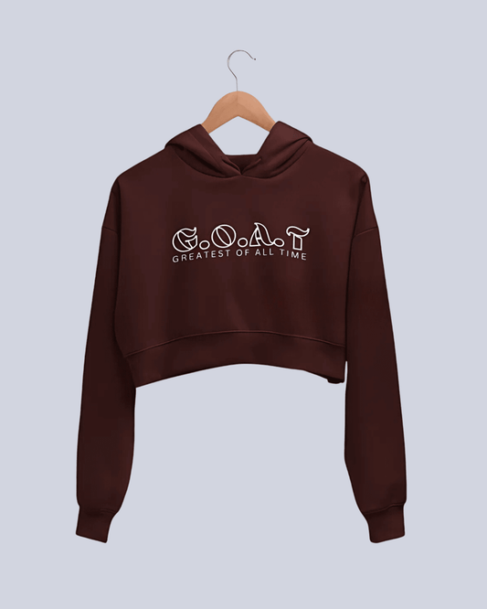 G.O.A.T. | Women’s Crop Hoodie | Maroon - Avaiya Clothings