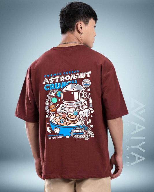 Astronaut Crunch Oversized T-Shirt | Maroon | Premium Quality by AvaiYa | Unisex - Avaiya Clothings