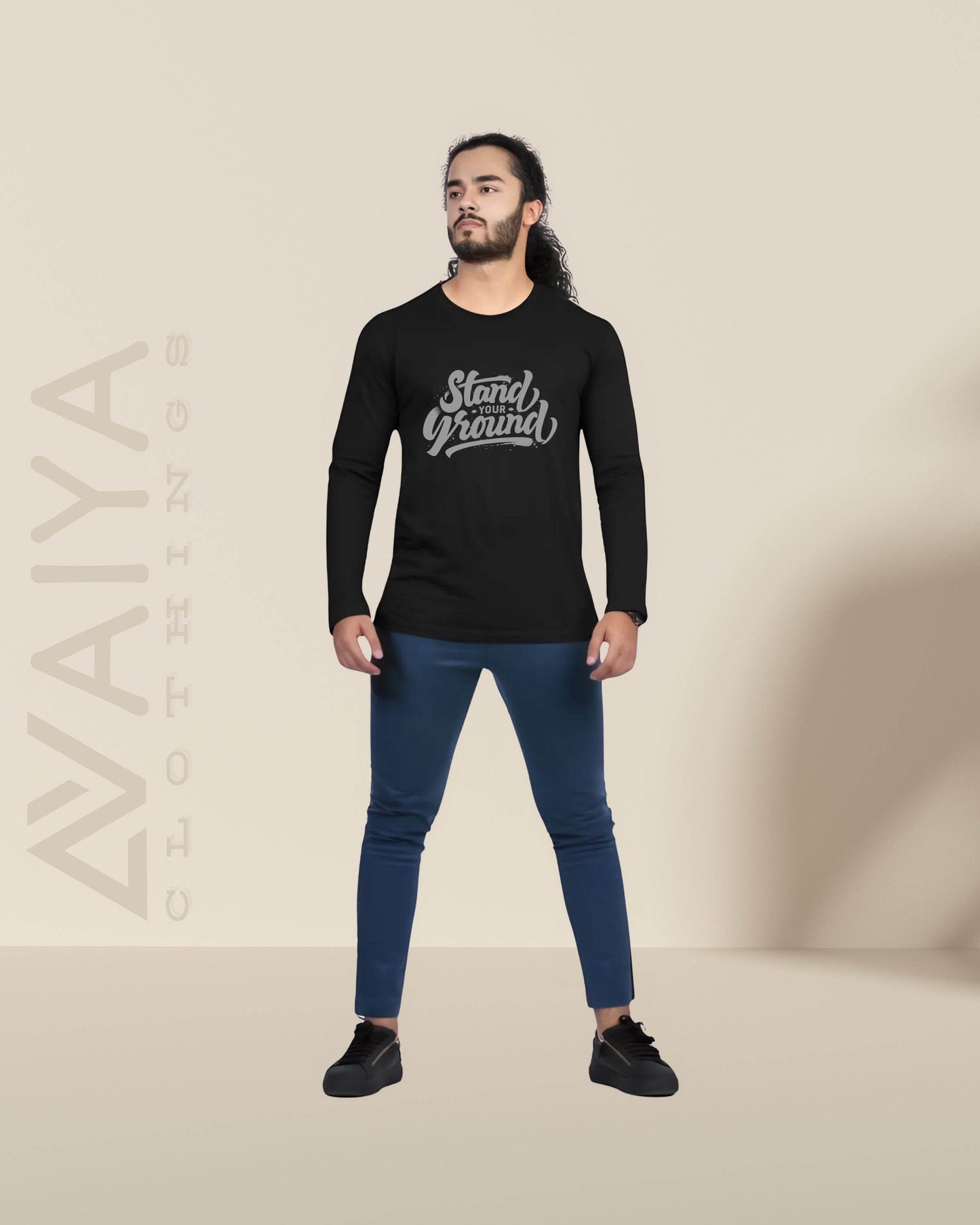 Stand Your Ground | Full Sleeves Round Neck T-Shirt | Unisex - Avaiya Clothings