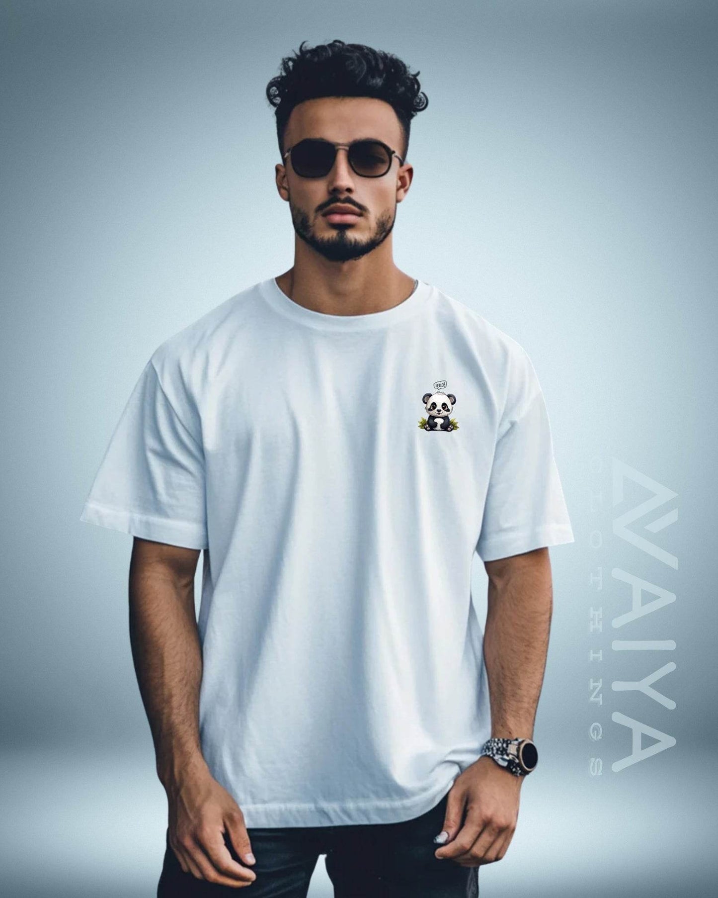 Panda Oversized T-Shirt | White | Premium Quality by AvaiYa - Avaiya Clothings