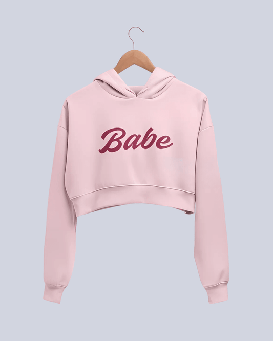 Babe | Women’s Crop Hoodie | Light Baby Pink - Avaiya Clothings