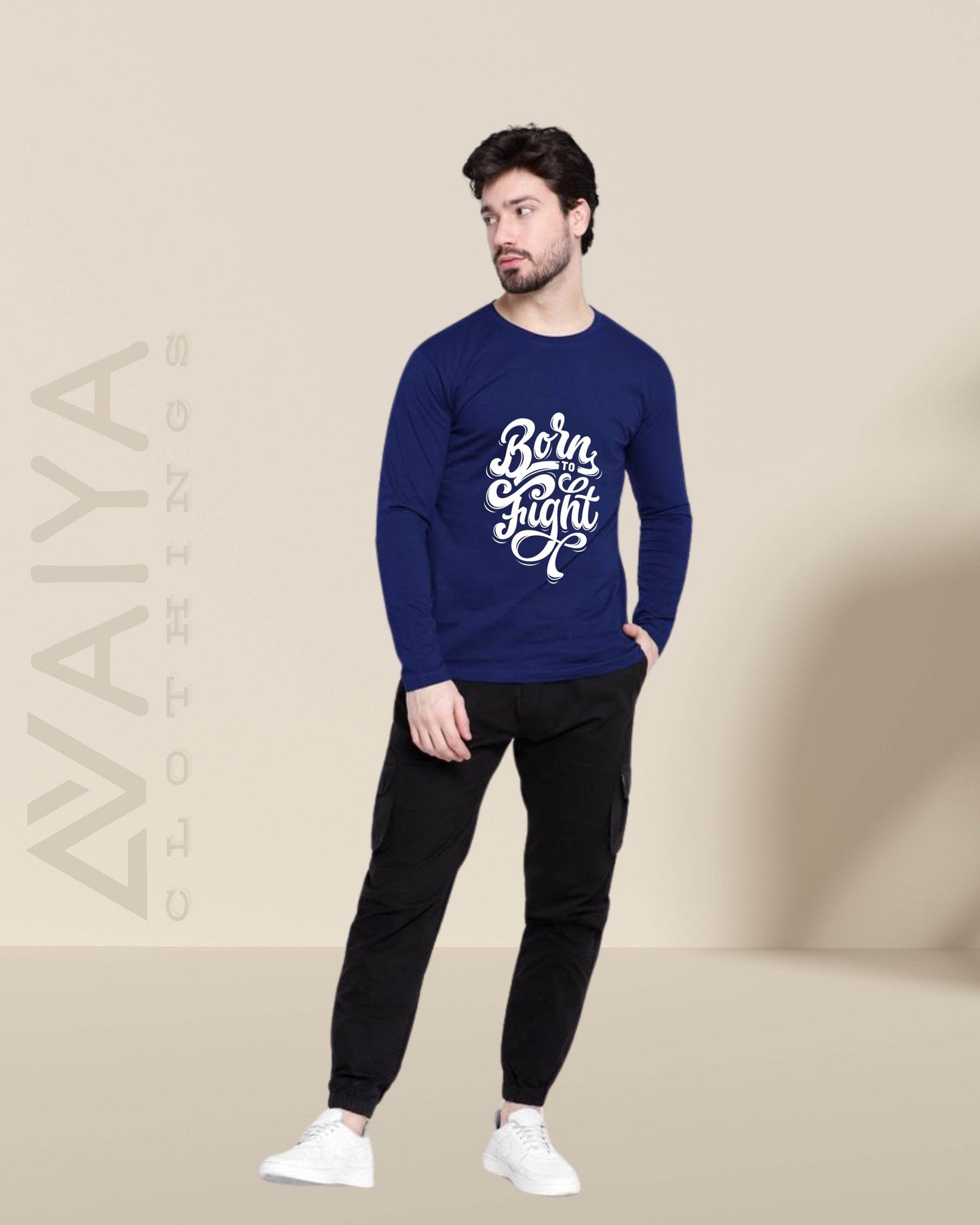 Born To Fight | Full Sleeves Round Neck T-Shirt | Unisex - Avaiya Clothings