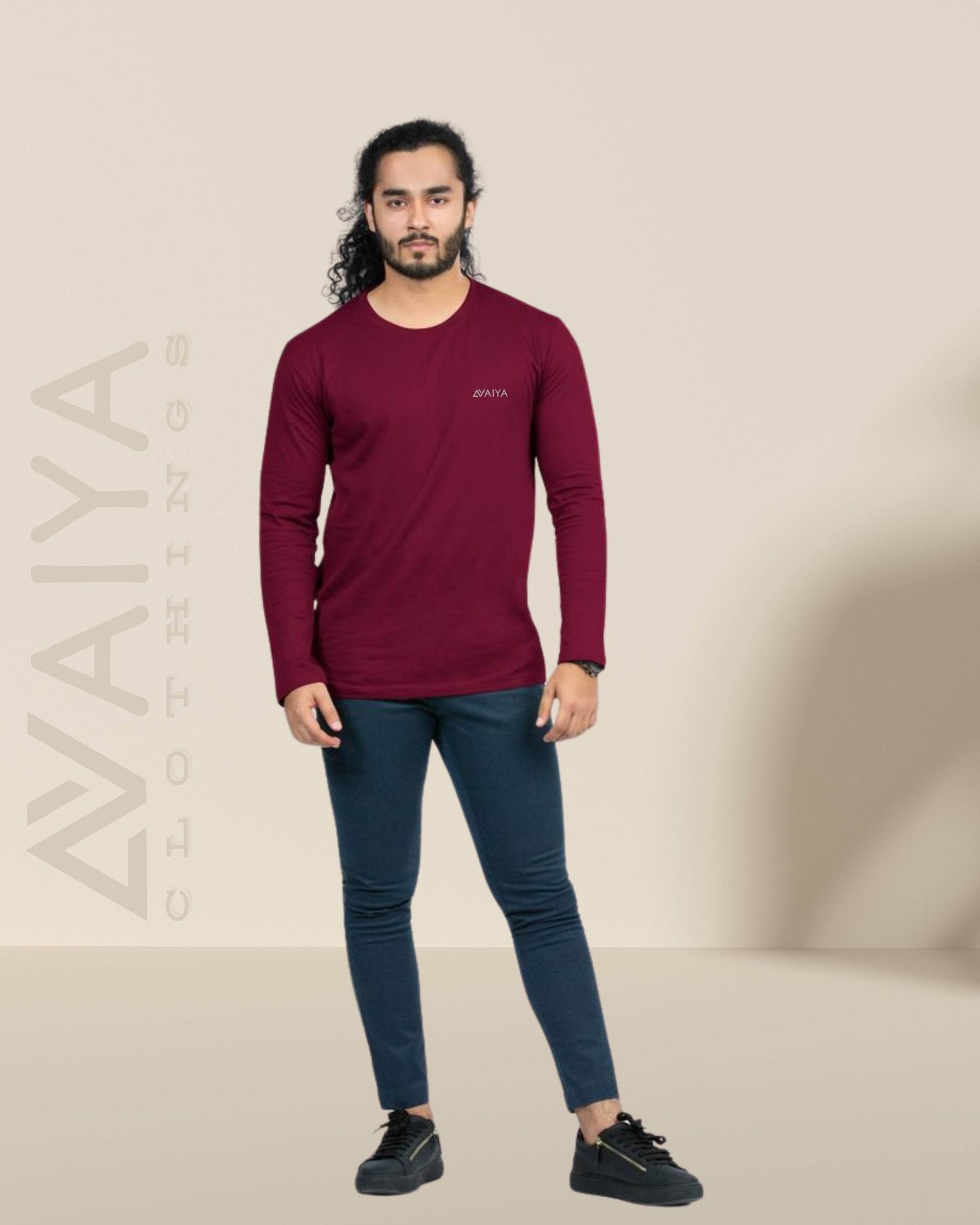 Minimal AvaiYa's logo | Full Sleeves Round Neck T-Shirt | Unisex - Avaiya Clothings