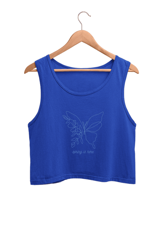 Spring is Here | Women’s Crop Tank | Royal Blue - Avaiya Clothings