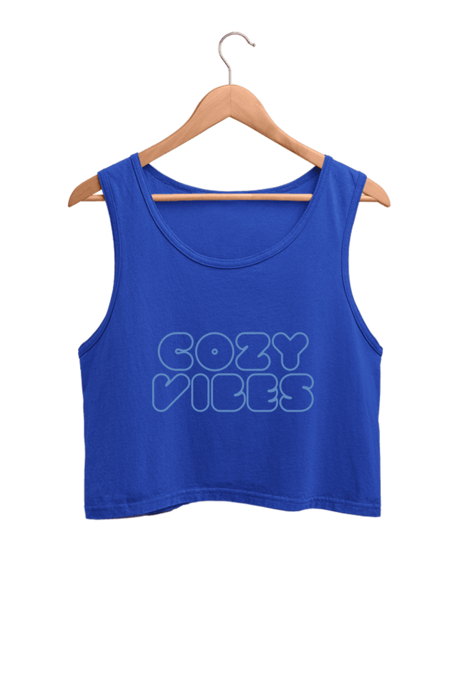 Cozy Vibes | Women’s Crop Tank | Royal Blue - Avaiya Clothings