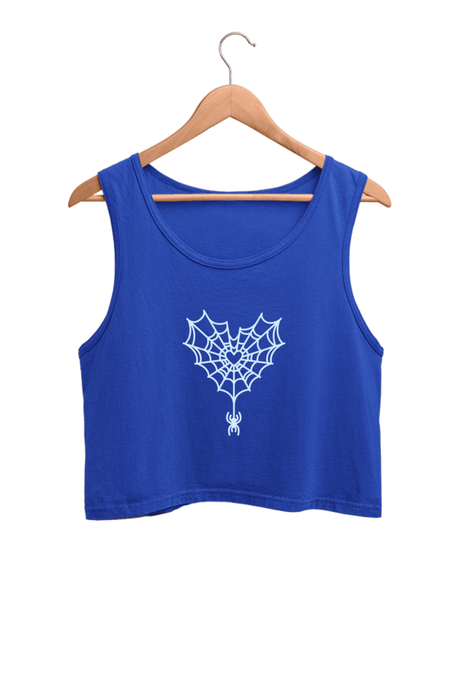 Heart Spider Web | Women’s Crop Tank | Royal Blue - Avaiya Clothings