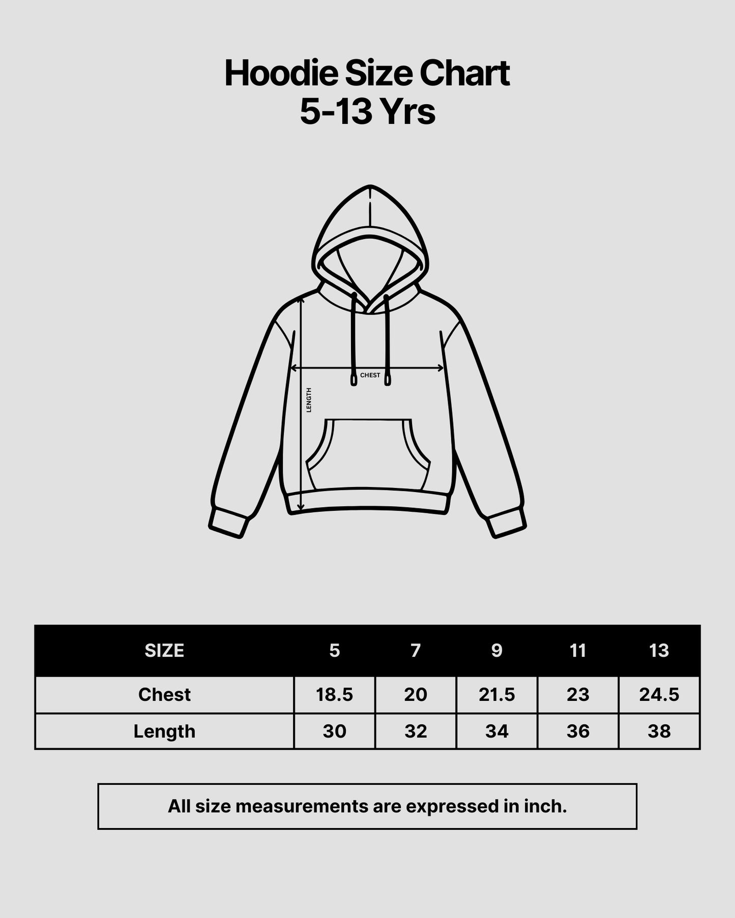 Kids Hoodie | 5-13Yrs | for boys & girls | Black