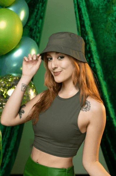 Women's Plain Crop Tank | Olive Green - Avaiya Clothings