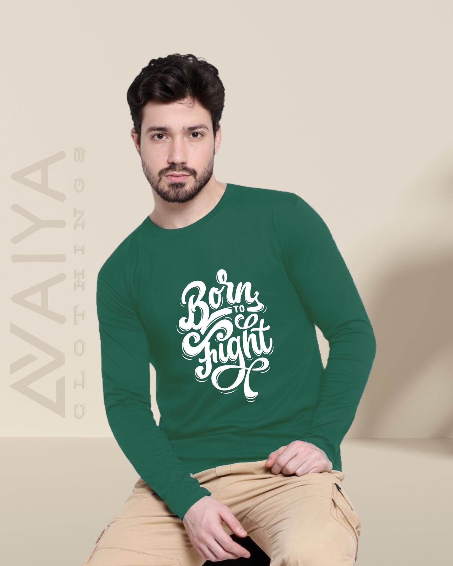 Born To Fight | Full Sleeves Round Neck T-Shirt | Unisex - Avaiya Clothings