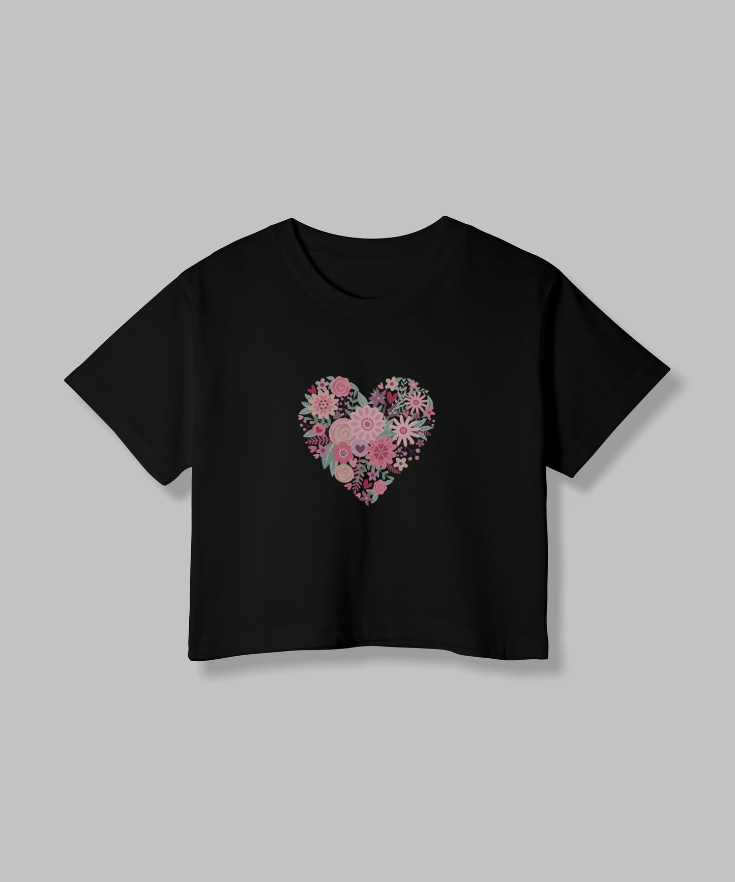 Fowers Heart | Women Crop Top | Black