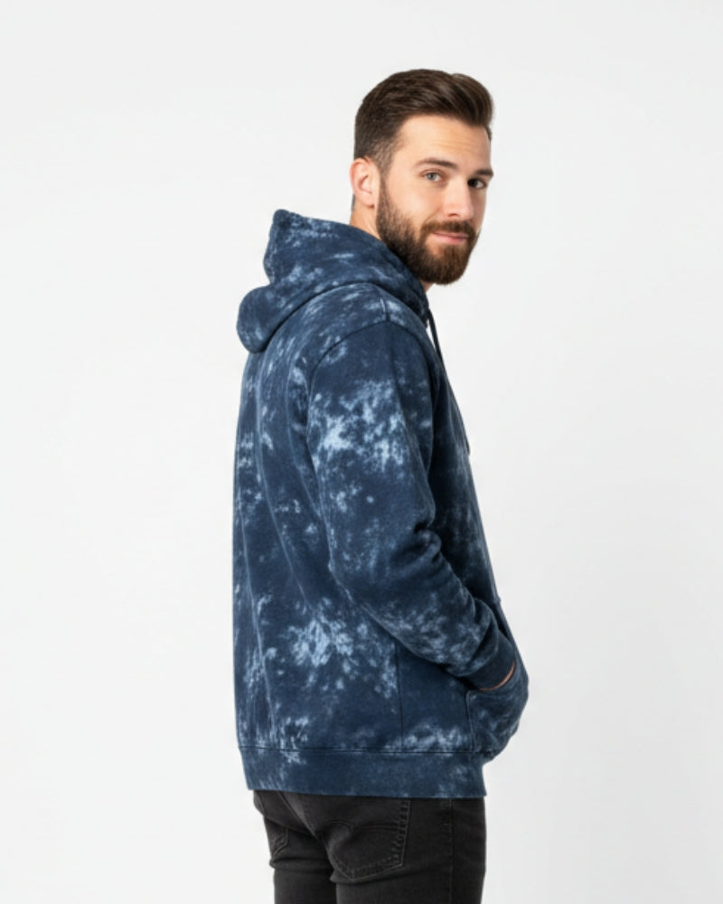Plain Navy Blue Acid Washed Hoodie | For Man And Woman