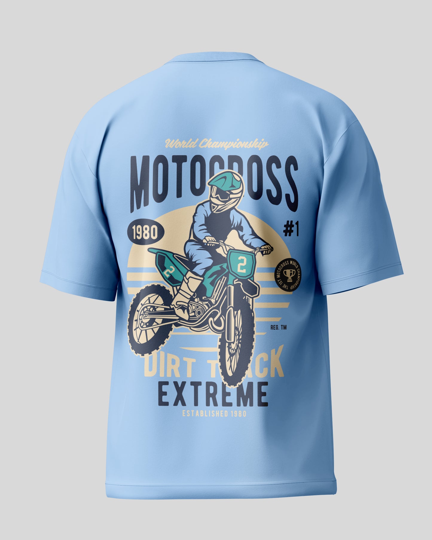 Motorcross Oversized T-Shirt | Baby Blue | Premium Quality by AvaiYa | Unisex
