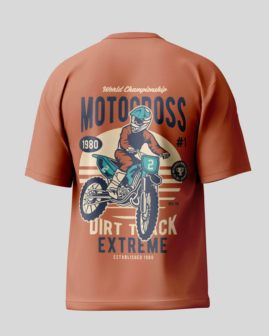 Motorcross Oversized T-Shirt | Coral | Premium Quality by AvaiYa | Unisex - Avaiya Clothings