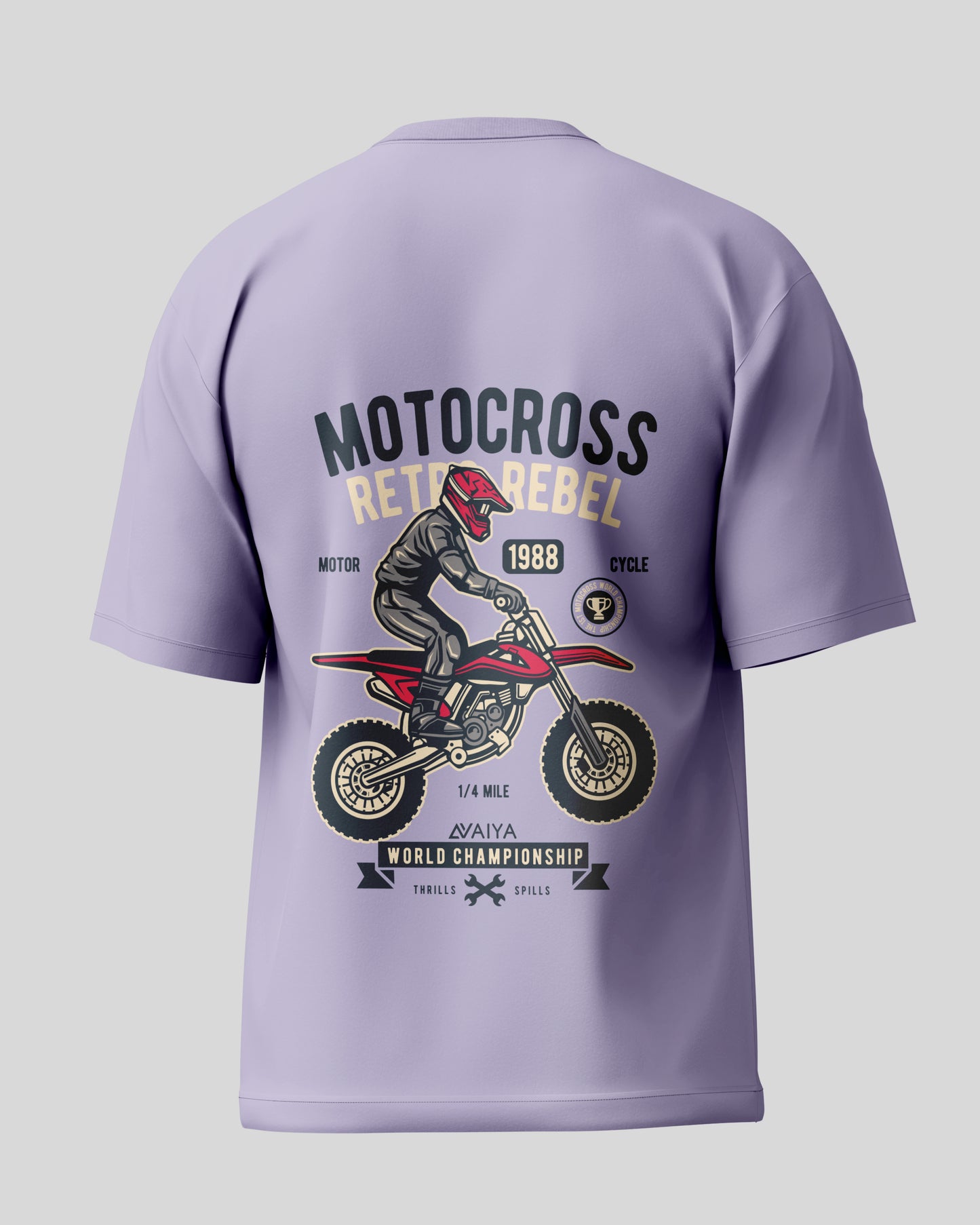 Motocross Retro Rebel Oversized T-Shirt | Coral | Premium Quality by AvaiYa | Unisex