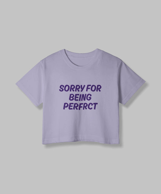 Sorry For Being Perfect | Women Crop Top | Lavender - Avaiya Clothings