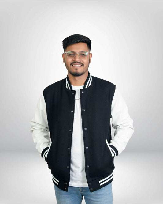 Plain Varsity Jacket | For Man And Woman | Black - Avaiya Clothings