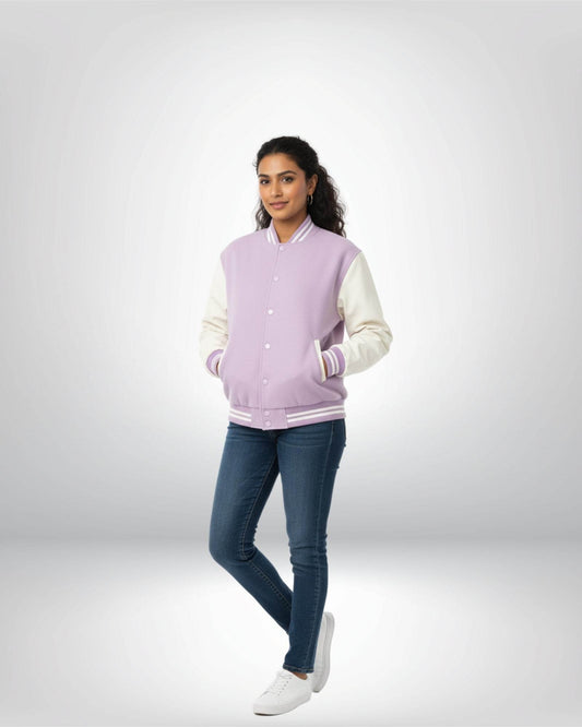 Plain Varsity Jacket | For Man And Woman | Lavender - Avaiya Clothings