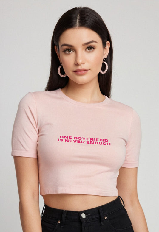 One Boyfriend | Women Crop Top | Baby Light Pink