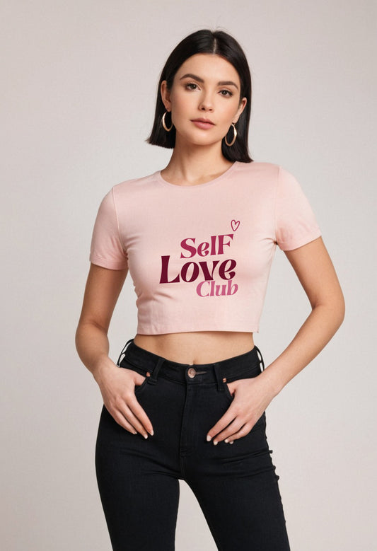 Self Love | Women Crop Top | Baby Pink