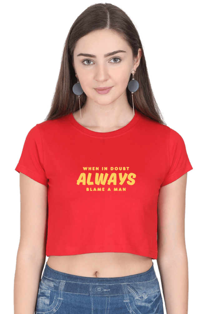 When in Doubt | Women Crop Top | Red - Avaiya Clothings